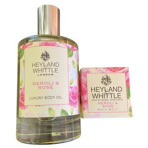 Set Heyland & Whittle Neroli Rose Luxury Body Oil 3.5 fl oz & Bath Melt 1.4oz